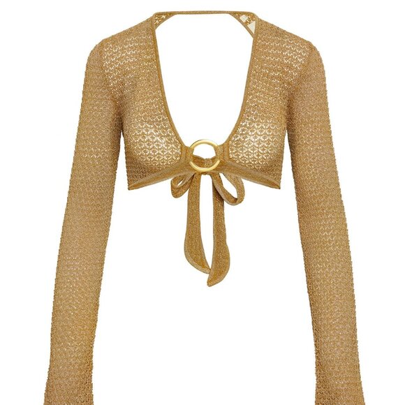 Montego Crop Top - Antique Gold Lace Crochet - Picture 4 of 4